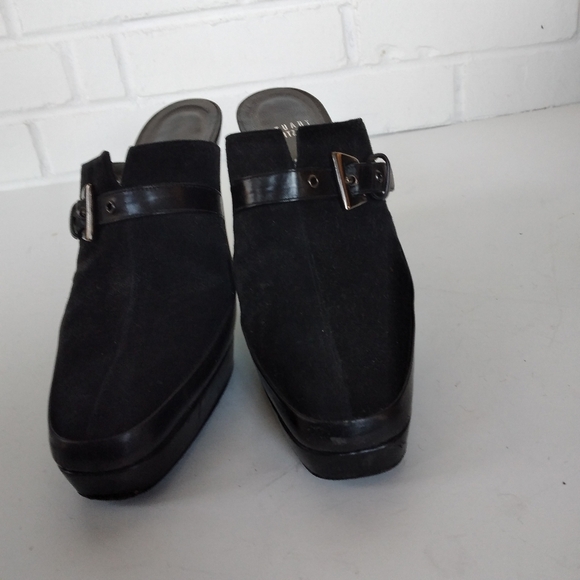 Stuart Weitzman mules black suede sz 8 - Picture 4 of 7